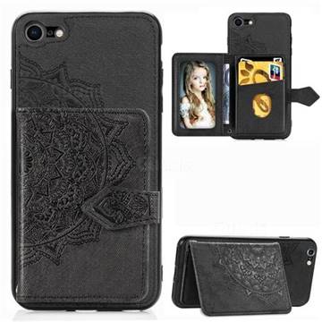 Mandala Flower Cloth Multifunction Stand Card Leather Phone Case for iPhone 8 / 7 (4.7 inch) - Black