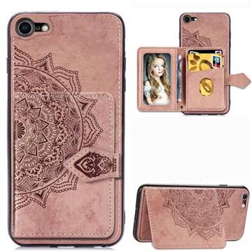 Mandala Flower Cloth Multifunction Stand Card Leather Phone Case for iPhone 8 / 7 (4.7 inch) - Rose Gold
