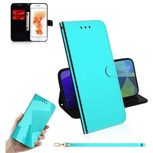 Shining Mirror Like Surface Leather Wallet Case for iPhone 8 / 7 (4.7 inch) - Mint Green