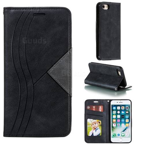 Retro S Streak Magnetic Leather Wallet Phone Case for iPhone 8 / 7 (4.7 inch) - Black