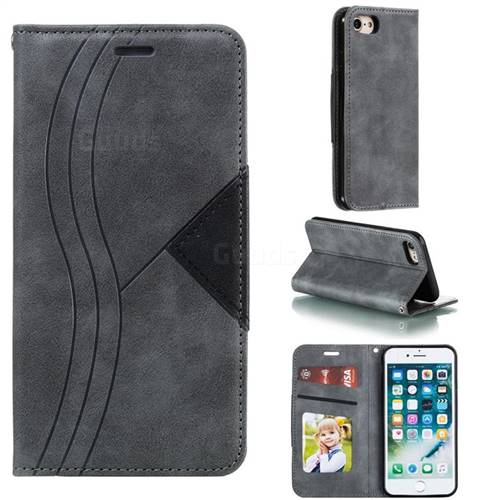 Retro S Streak Magnetic Leather Wallet Phone Case for iPhone 8 / 7 (4.7 inch) - Gray