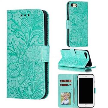 Intricate Embossing Lace Jasmine Flower Leather Wallet Case for iPhone 8 / 7 (4.7 inch) - Green