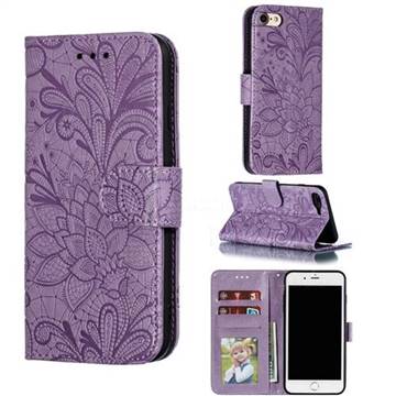 Intricate Embossing Lace Jasmine Flower Leather Wallet Case for iPhone 8 / 7 (4.7 inch) - Purple