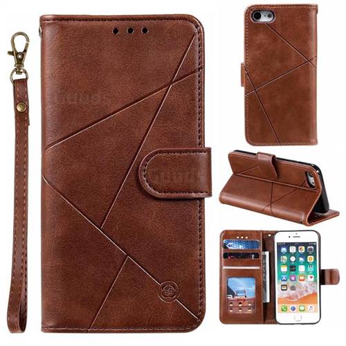 Embossing Geometric Leather Wallet Case for iPhone 8 / 7 (4.7 inch) - Brown