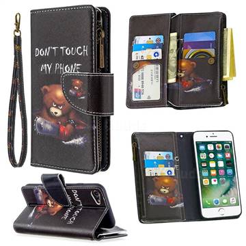 Chainsaw Bear Binfen Color BF03 Retro Zipper Leather Wallet Phone Case for iPhone 8 / 7 (4.7 inch)
