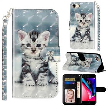 Kitten Cat 3D Leather Phone Holster Wallet Case for iPhone 8 / 7 (4.7 inch)
