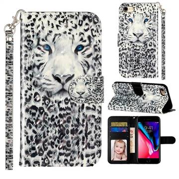 White Leopard 3D Leather Phone Holster Wallet Case for iPhone 8 / 7 (4.7 inch)