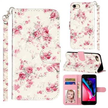 Rambler Rose Flower 3D Leather Phone Holster Wallet Case for iPhone 8 / 7 (4.7 inch)