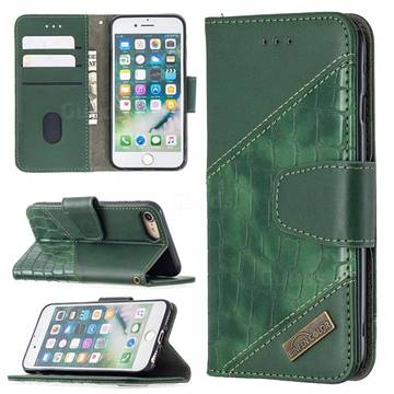 BinfenColor BF04 Color Block Stitching Crocodile Leather Case Cover for iPhone 8 / 7 (4.7 inch) - Green