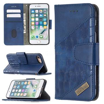 BinfenColor BF04 Color Block Stitching Crocodile Leather Case Cover for iPhone 8 / 7 (4.7 inch) - Blue