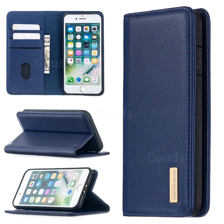 Binfen Color BF06 Luxury Classic Genuine Leather Detachable Magnet Holster Cover for iPhone 8 / 7 (4.7 inch) - Blue