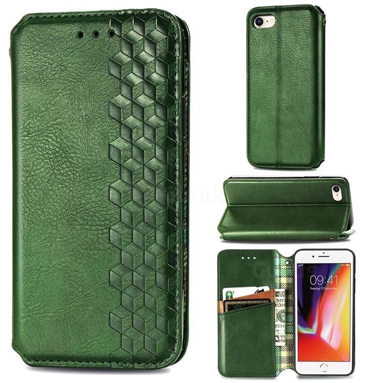 Ultra Slim Fashion Business Card Magnetic Automatic Suction Leather Flip Cover for iPhone 8 / 7 (4.7 inch) - Green