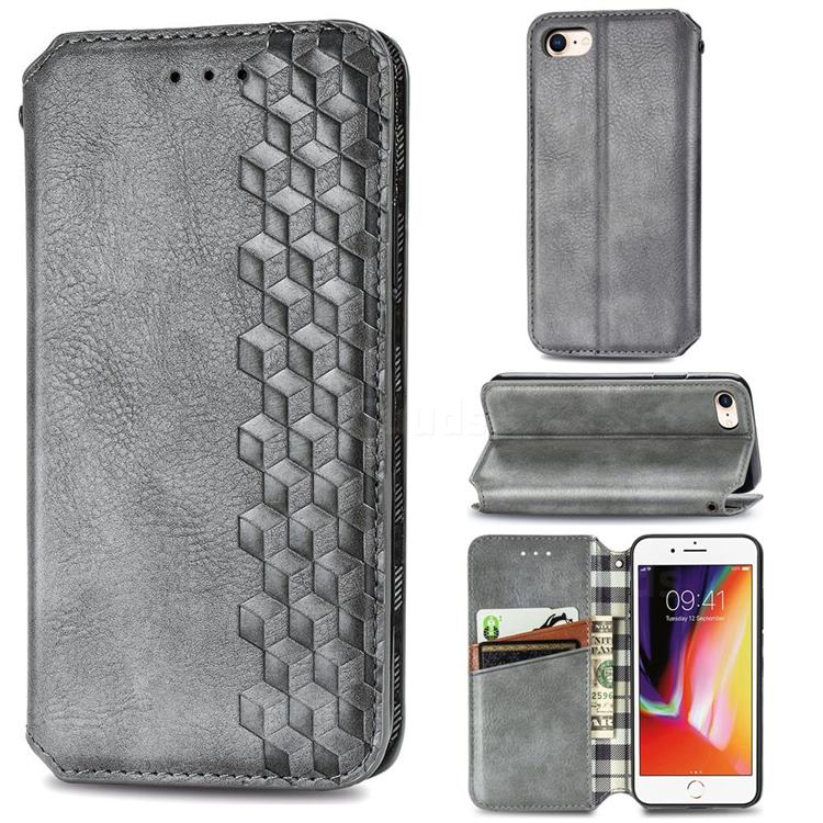 Ultra Slim Fashion Business Card Magnetic Automatic Suction Leather Flip Cover for iPhone 8 / 7 (4.7 inch) - Grey