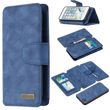 Binfen Color BF07 Frosted Zipper Bag Multifunction Leather Phone Wallet for iPhone 8 / 7 (4.7 inch) - Blue