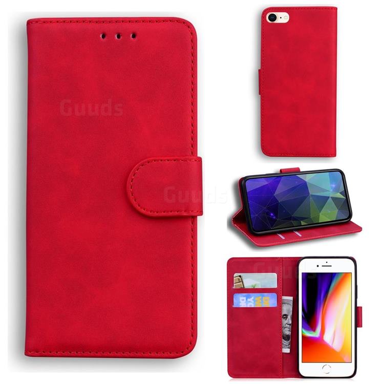 Retro Classic Skin Feel Leather Wallet Phone Case for iPhone 8 / 7 (4.7 inch) - Red
