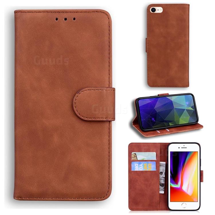 Retro Classic Skin Feel Leather Wallet Phone Case for iPhone 8 / 7 (4.7 inch) - Brown