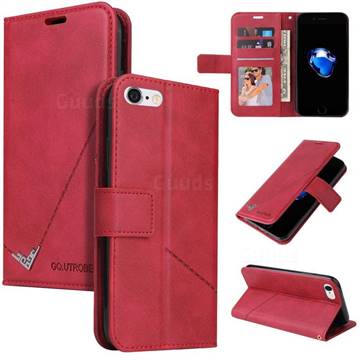 GQ.UTROBE Right Angle Silver Pendant Leather Wallet Phone Case for iPhone 8 / 7 (4.7 inch) - Red