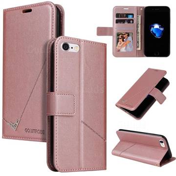 GQ.UTROBE Right Angle Silver Pendant Leather Wallet Phone Case for iPhone 8 / 7 (4.7 inch) - Rose Gold