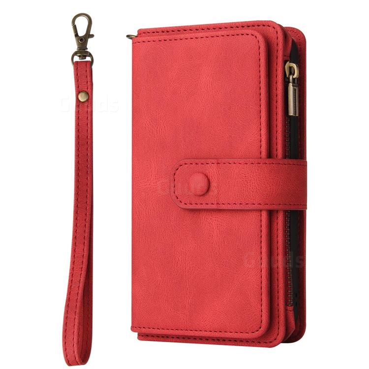 Luxury Multi-functional Zipper Wallet Leather Phone Case Cover for iPhone 8  / 7 (4.7 inch) - Red - Leather Case - Guuds