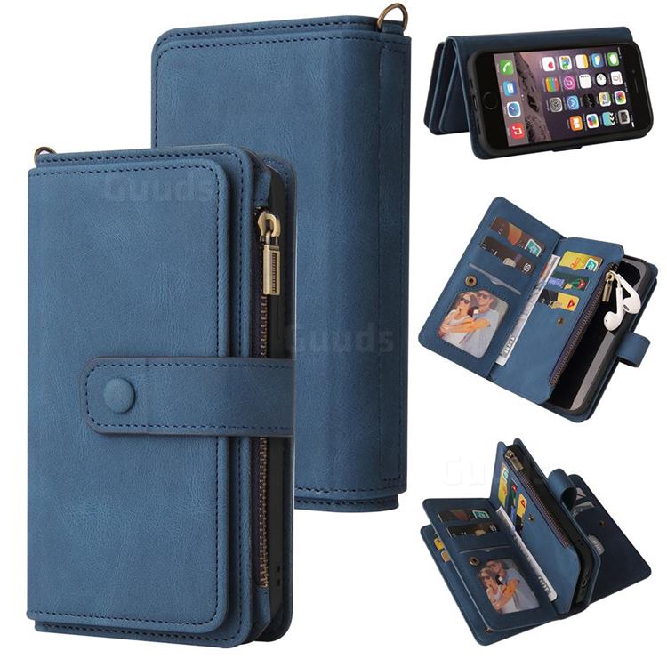 Luxury Multi-functional Zipper Wallet Leather Phone Case Cover for iPhone 8 / 7 (4.7 inch) - Blue