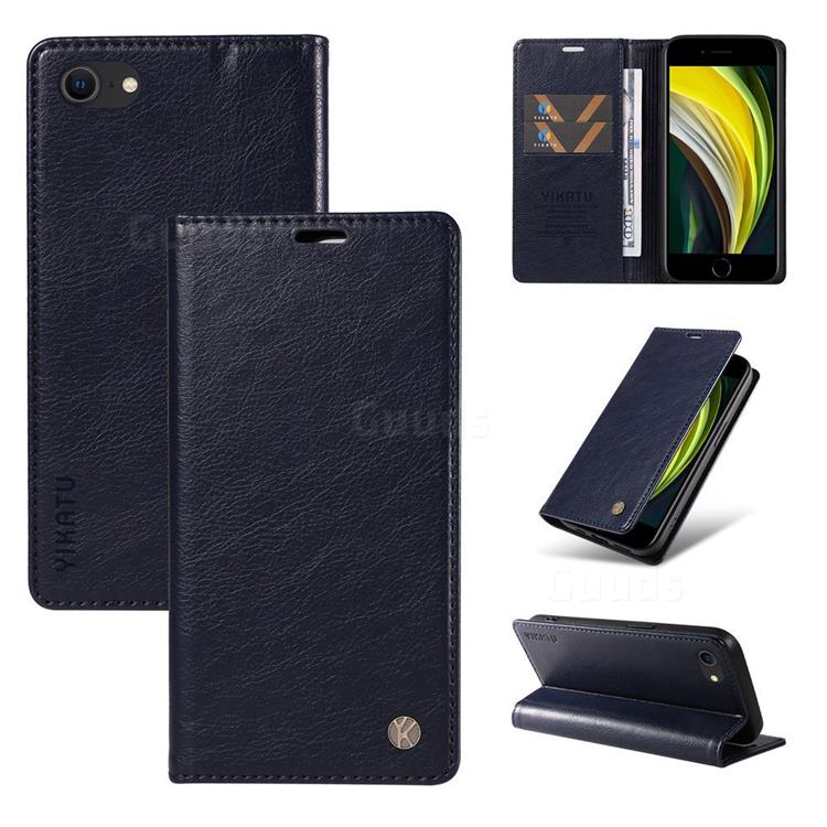 YIKATU Litchi Card Magnetic Automatic Suction Leather Flip Cover for iPhone 8 / 7 (4.7 inch) - Navy Blue
