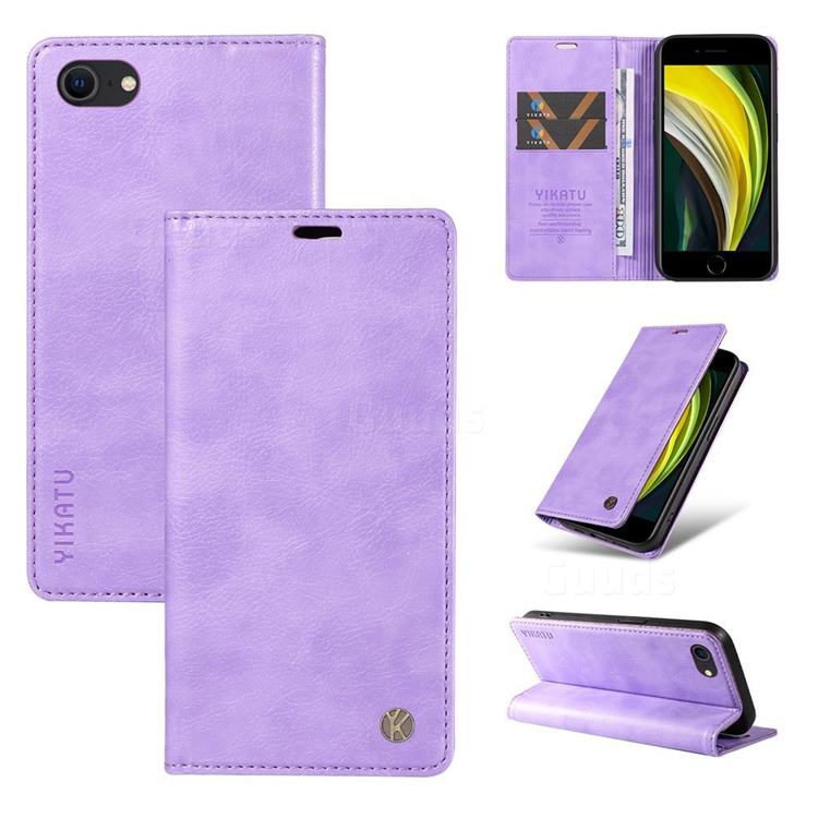YIKATU Litchi Card Magnetic Automatic Suction Leather Flip Cover for iPhone 8 / 7 (4.7 inch) - Purple