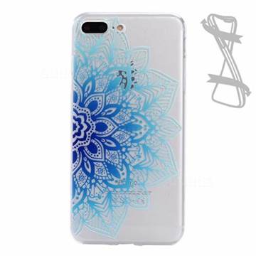 Blue Flowers Painting Soft TPU Case for iPhone 8 Plus / 7 Plus 8P 7P (5.5 inch)