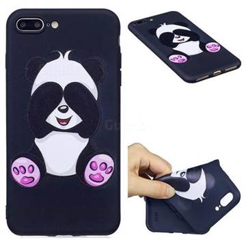 Lovely Panda 3D Embossed Relief Black Soft Back Cover for iPhone 8 Plus / 7 Plus 8P 7P(5.5 inch)
