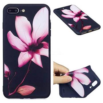 Lotus Flower 3D Embossed Relief Black Soft Back Cover for iPhone 8 Plus / 7 Plus 8P 7P(5.5 inch)