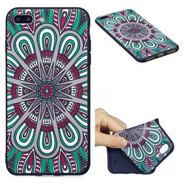 Mandala 3D Embossed Relief Black Soft Back Cover for iPhone 8 Plus / 7 Plus 8P 7P(5.5 inch)