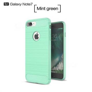 Luxury Carbon Fiber Brushed Wire Drawing Silicone TPU Back Cover for iPhone 8 Plus / 7 Plus 8P 7P(5.5 inch) (Mint Green)