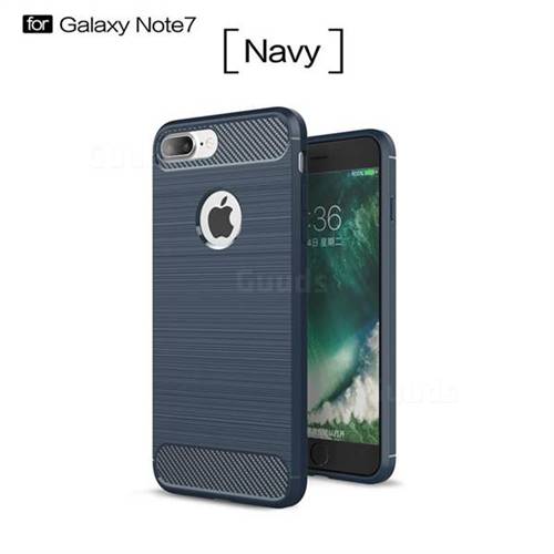 Luxury Carbon Fiber Brushed Wire Drawing Silicone TPU Back Cover for iPhone 8 Plus / 7 Plus 8P 7P(5.5 inch) (Navy)
