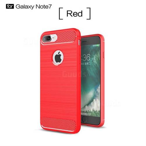 Luxury Carbon Fiber Brushed Wire Drawing Silicone TPU Back Cover for iPhone 8 Plus / 7 Plus 8P 7P(5.5 inch) (Red)