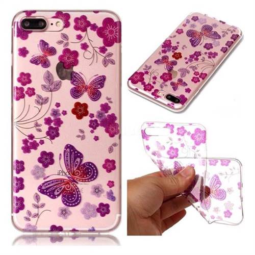 Safflower Butterfly Super Clear Soft TPU Back Cover for iPhone 8 Plus / 7 Plus 8P 7P(5.5 inch)