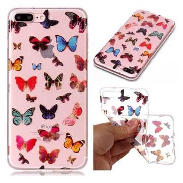 Colorful Butterfly Super Clear Soft TPU Back Cover for iPhone 8 Plus / 7 Plus 7P(5.5 inch)