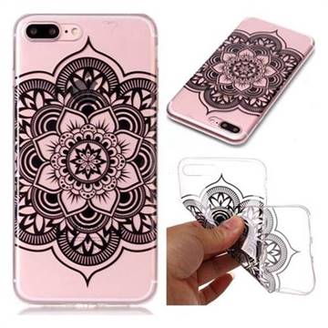 Black Mandala Flower Super Clear Soft TPU Back Cover for iPhone 8 Plus / 7 Plus 7P(5.5 inch)