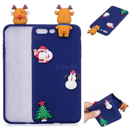 Navy Elk Christmas Xmax Soft 3D Silicone Case for iPhone 8 Plus / 7 Plus 7P(5.5 inch)