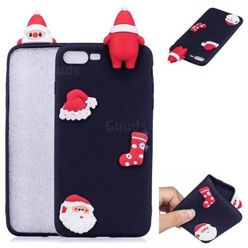 Black Santa Claus Christmas Xmax Soft 3D Silicone Case for iPhone 8 Plus / 7 Plus 7P(5.5 inch)