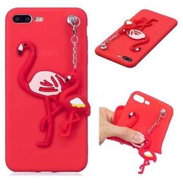 Flamingo Pendant Soft 3D Silicone Case for iPhone 8 Plus / 7 Plus 7P(5.5 inch) - Red