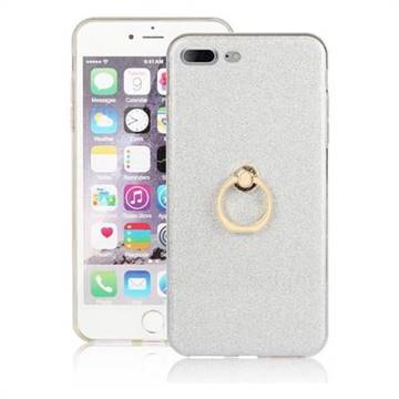 Luxury Soft TPU Glitter Back Ring Cover with 360 Rotate Finger Holder Buckle for iPhone 8 Plus / 7 Plus 7P(5.5 inch) - White