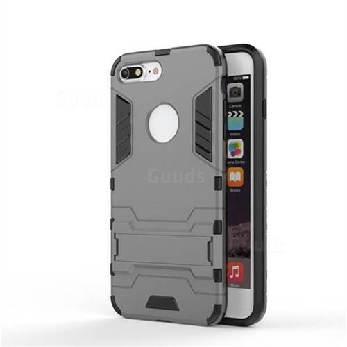 Armor Premium Tactical Grip Kickstand Shockproof Dual Layer Rugged Hard Cover for iPhone 8 Plus / 7 Plus 7P(5.5 inch) - Gray