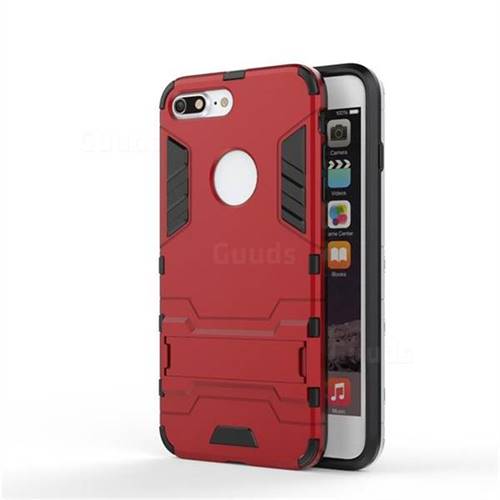 Armor Premium Tactical Grip Kickstand Shockproof Dual Layer Rugged Hard Cover for iPhone 8 Plus / 7 Plus 7P(5.5 inch) - Wine Red