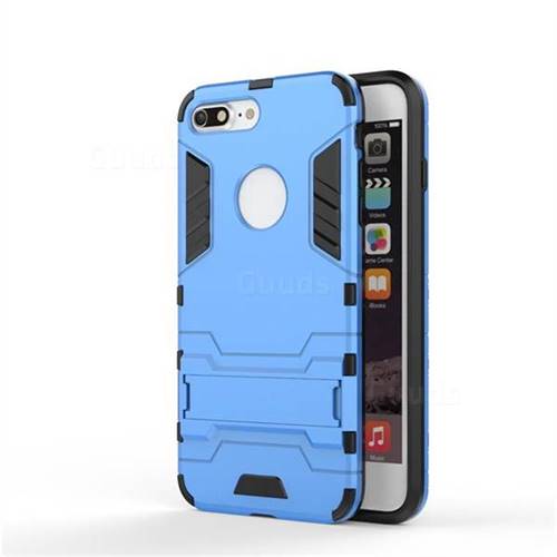 Armor Premium Tactical Grip Kickstand Shockproof Dual Layer Rugged Hard Cover for iPhone 8 Plus / 7 Plus 7P(5.5 inch) - Light Blue