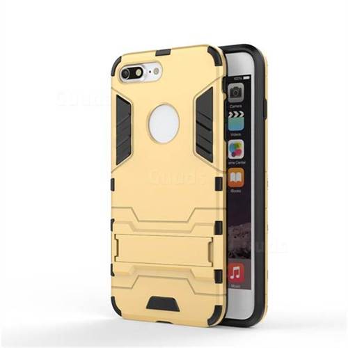 Armor Premium Tactical Grip Kickstand Shockproof Dual Layer Rugged Hard Cover for iPhone 8 Plus / 7 Plus 7P(5.5 inch) - Golden