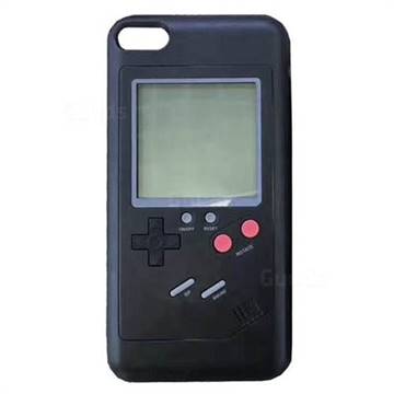 WANLE VC-061 Classic Playable Tetris Game Boy Silicone Case for iPhone 8 Plus / 7 Plus 7P(5.5 inch) - Black