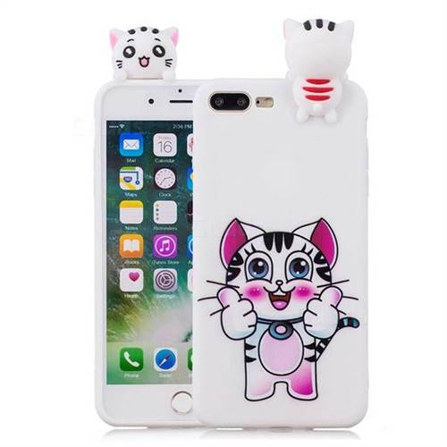 Cute Pink Kitten Soft 3D Climbing Doll Soft Case for iPhone 8 Plus / 7 Plus 7P(5.5 inch)