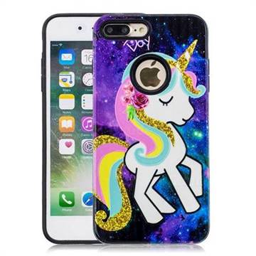 Rainbow Horse Pattern 2 in 1 PC + TPU Glossy Embossed Back Cover for iPhone 8 Plus / 7 Plus 7P(5.5 inch)