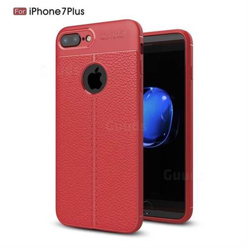 Luxury Auto Focus Litchi Texture Silicone TPU Back Cover for iPhone 8 Plus / 7 Plus 7P(5.5 inch) - Red