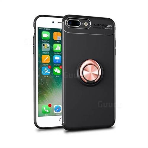 Auto Focus Invisible Ring Holder Soft Phone Case for iPhone 8 Plus / 7 Plus 7P(5.5 inch) - Black Gold