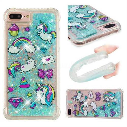 Fashion Unicorn Dynamic Liquid Glitter Sand Quicksand Star TPU Case for iPhone 8 Plus / 7 Plus 7P(5.5 inch)